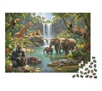 Animal Kingdom Puzzles para Personas Mayores 1000 Piece Recyclable Rainparaest Waterfall Jigsaw Puzzles Puzzle Game Props Imposible Difícil y Desafiante Activity 52x38cm/1000pcs