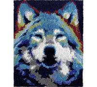 Animal Kit De Alfombra Anudada Lobo De Dibujos Animados Kit De Costura De Crochet，Kits Clásico De Alfombras Con Aguja De Pestillo Para Adultos，Set De Manualidades 3D Para Decoración Del 23x35in