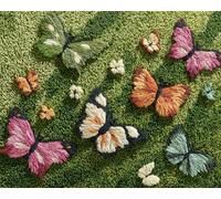 Animal Kit De Alfombra Anudada Mariposa De Dibujos Animados Juego De Alfombras Diy Con Tapete De Lona Impreso，Hilo De Ganchillo，Bordado，Gancho Y Pestillo，Tapiz Para Decoración Del Hogar 21x29in