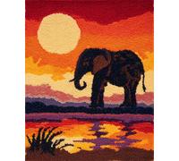 Animal Kit De Alfombra Con Gancho De Pestillo Elefante De Fantasía Kit De Costura De Crochet，Kits Clásico De Alfombras Con Aguja De Pestillo Para Adultos，Set De Manualidades 3D Para Dec 21x29in