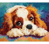 Animal Kit De Alfombra Con Gancho De Pestillo Perro De Dibujos Animados Manualidades Para Hacer Alfombras Diy Para Adultos Con Lienzo Impreso A Color，Juego De Bordado A Crochet，Decoraci 23x16in