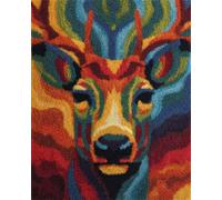 Animal Kit De Crochet Ciervos Coloridos Kit De Costura De Crochet，Kits Clásico De Alfombras Con Aguja De Pestillo Para Adultos，Set De Manualidades 3D Para Decoración Del Hogar，Regalo Pa 33x45in