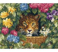 Animal Kit De Gancho De Pestillo Leopardo Y Flores Kits De Manualidades Con Aguja De Pestillo，Kit De Crochet Para Alfombras Para Adultos Y Principiantes，Set Para Hacer Tapiz Diy，Costura 31x63in