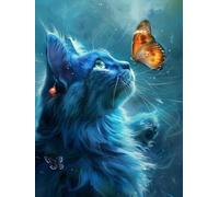 Animal Kits Para Tejer Con Aguja De Lengüeta Gato De Fantasía Manualidades Para Hacer Alfombras Diy Para Adultos Con Lienzo Impreso A Color，Juego De Bordado A Crochet，Decoración Del Hog 33x45in