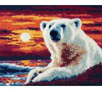 Animal Kits Para Tejer Con Aguja De Lengüeta Oso Polar De Dibujos Animados Kit De Costura De Crochet，Kits Clásico De Alfombras Con Aguja De Pestillo Para Adultos，Set De Manualidades 3D 31x63in