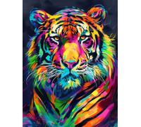 Animal Kits Para Tejer Con Aguja De Lengüeta Tigre Colorido Kit De Crochet Para Hacer Tú Mismo Bordado Para Alfombras Kits De Tapiz，Manualidades De Costura Para Decoración Del Hogar 23x16in