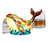 Animal Lamp - Resin, Stained Glass Whale Table Light, USB Powered | Decorative Sea Animal Lamp, Warm Bedside Accent, For Bedroom Living Room Cabinet Coffee Table Home Decor