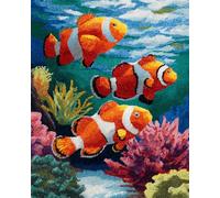 Animal Latch Hook Rug Kit Dibujos Animados De Peces Marinos Kit De Costura De Crochet，Kits Clásico De Alfombras Con Aguja De Pestillo Para Adultos，Set De Manualidades 3D Para Decoración 35x46in