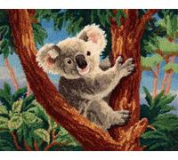 Animal Latch Hook Rug Kit Koalas En El Árbol Kit De Costura De Crochet，Kits Clásico De Alfombras Con Aguja De Pestillo Para Adultos，Set De Manualidades 3D Para Decoración Del Hogar，Rega 21x29in