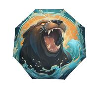 Animal León Marino Genial Paraguas Plegable Automático Paraguas de Viaje Mujer Niño Niña Protección UV Resistencia Viento Impermeable
