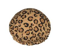 Animal leopardo salvaje impreso,Gorro de ducha, gorro de noche, gorro de baño elástico impermeable de doble capa, reutilizable para el cabello.
