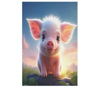 Animal lindo cerdo rompecabezas de madera 1000 piezas, bricolaje, entretenimiento creativo, diversión rompecabezas para adultos y niños de 12 años, 78×53cm