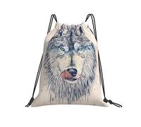 Animal Lobo Lamerse La Lengua Hombres Mujer Saco De Deporte Durable Mochila Con Cordón Impermeable Gym Sack Para Deporte Gimnasio Viaje