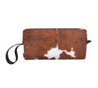 Animal Marrón Piel De Vaca Estampado Vaca, Bolsa de Maquillaje Bolsa de cosméticos Bolsa de artículos de tocador de Viaje portátil Bolsa de Maquillaje