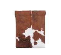 Animal Marrón Piel De Vaca Estampado Vaca, Squeeze Top Wallet Bolsa de Almacenamiento para Mujer Monedero pequeño Bolsa de Cambio