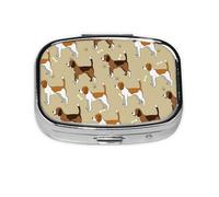 Animal mascota beagle inteligente lindo de dibujos animados, Pastillero cuadrado para bolsillo o monedero, pequeño contenedor de pastillas, organizador de pastillas de viaje