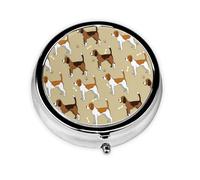 Animal mascota beagle inteligente lindo de dibujos animados, Pastillero, Pastillero redondo Pequeño contenedor de pastillas Organizador de pastillas de viaje