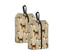 Animal Mascota Beagle Lindo e Inteligente de Dibujos Animados， Bolsas de Viaje para Zapatos (Paquete de 2), Bolsas Impermeables para Guardar Zapatos, Organizador de Zapatos para Viajes y hogar.
