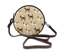 Animal mascota Beagle lindo e inteligente de dibujos animados,Bolso de hombro de piel sintética, bolso cruzado redondo - Bolso circular para mujer