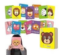 Animal Mask Alphabet Cards, 26 Pcs Alphabet ABC Flash Cards with Animal Masks, Interactive Education Games, Learn Letters, English Phrases (1 Set of 26 Pieces)