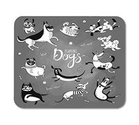 Animal Negro Que Juega Perros Regazo Divertido Pug Feliz Mestizos y Otras Razas de Dibujos Pizarra Blanca Mouse Pad para Cuadernos, Computadoras de Escritorio esteras