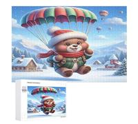 Animal Oso 1000 piezas Puzzle de madera para adultos niños, rompecabezas imposible, juego de habilidad para toda la familia (75×50cm)