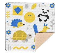 Animal Panda Turtle Yellow White Soft Thick Baby Playmat for Floor Cozy Breathable Plegable Activity Gym Mat for Babies Infant Toddler 50'' x 50'' for Games of