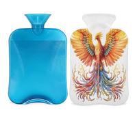 Animal Phoenix - Botella de agua caliente con funda, 2 L, gran capacidad, bolsa de agua para noches acogedoras, alivio del dolor, espalda, cuello y hombros