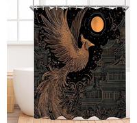 Animal Phoenix Cortina de Ducha Antimoho Tela Impermeable, Poliéster Cortina Ducha 200x200cm, Cortinas Baño con 12 Ganchos y Ojales, Cortinas de Baño para Bañera, Lavable con Agua p-160