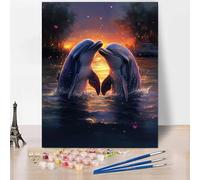 Animal Pintar por Numeros Adultos DelfíN Cuadros para Pintar por Numeros, DIY Kit de Pintura al óLeo de Lienzo para con Pinceles Pigmento Acrílico Sin Marco, Decoracion Hogar, Regalo 20 x 30 cm -XY928