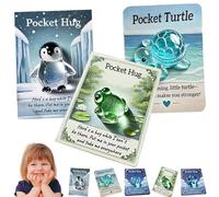 Animal Pocket Hug Gifts, Mini Resin Animal Hug Token, Emotional Support Turtle with Mini Pocket Hugs Greeting Cards, Cute Pockets Hugs for Christmas Anniversary Valentines Birthday (3pcsB)