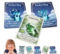 Animal Pocket Hug Gifts, Mini Resin Animal Hug Token, Emotional Support Turtle with Mini Pocket Hugs Greeting Cards, Cute Pockets Hugs for Christmas Anniversary Valentines Birthday (3pcsA)