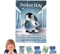Animal Pocket Hug Gifts, Mini Resin Animal Hug Token, Emotional Support Turtle with Mini Pocket Hugs Greeting Cards, Cute Pockets Hugs for Christmas Anniversary Valentines Birthday (1pcsE)