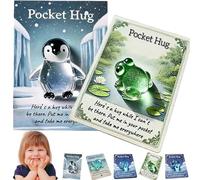 Animal Pocket Hug Gifts, Mini Resin Animal Hug Token, Emotional Support Turtle with Mini Pocket Hugs Greeting Cards, Cute Pockets Hugs for Christmas Anniversary Valentines Birthday (2pcsC)