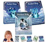 Animal Pocket Hug Gifts, Mini Resin Animal Hug Token, Emotional Support Turtle with Mini Pocket Hugs Greeting Cards, Cute Pockets Hugs for Christmas Anniversary Valentines Birthday (3pcsD)