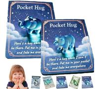 Animal Pocket Hug Gifts, Mini Resin Animal Hug Token, Emotional Support Turtle with Mini Pocket Hugs Greeting Cards, Cute Pockets Hugs for Christmas Anniversary Valentines Birthday (2pcsB)