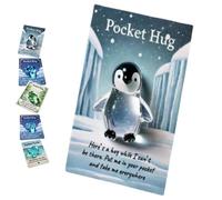 Animal Pocket Hug Gifts, Resin Animals Token with Mini Pocket Hug Greeting Cards, Bulk Little Emotional Support for Christmas Anniversary Valentines Birthday (penguin)