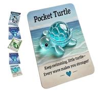 Animal Pocket Hug Gifts, Resin Animals Token with Mini Pocket Hug Greeting Cards, Bulk Little Emotional Support for Christmas Anniversary Valentines Birthday (turtle)