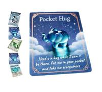 Animal Pocket Hug Gifts, Resin Animals Token with Mini Pocket Hug Greeting Cards, Bulk Little Emotional Support for Christmas Anniversary Valentines Birthday (elephant)