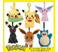 Animal Pokemon serie Pikachu Piplup Eevee Espeon Sylveon Snorlax Kawaii juguetes de peluche lindo colgante llavero regalos de cumpleaños Gengar 7cm
