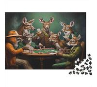 Animal Poker Game Colourful Deer Poker 1000 Pcs Adult Jigsaws Beautiful Decoration Puzzle Brain Development 38x26cm/1000pcs