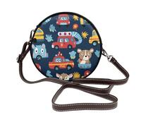 Animal Police Car - Bolso cruzado redondo para mujer, diseño de elefante, de piel vegana, con correa ajustable