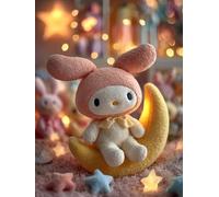 Animal Rabbit Star Diamond Painting Adultos Kits, 5D Taladro Redondo Diamantes Painting Niños Pintura, Diamant Art Bordado Punto de Cruz Cuadros, Arte Mosaico For Decoración Pared Del 70x90cm hJ8-259