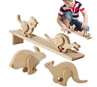 Animal Ramp Walking Toy Set of 5 Wooden Downhill - Inertia Walking Animals