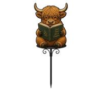 Animal Reading Garden Stake | Fairy Iron Animal Reading Decoration | Flower