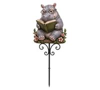Animal Reading Garden Stake | Fairy Iron Animal Reading Decoration | Flower