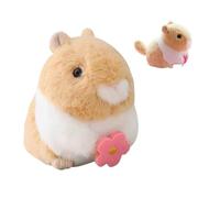 Animal relleno de conejo - Muñeca de hámster de rabino de dibujos animados con cola ondulada, juguete de peluche suave, timbre interactivo, diseño de cuerdas, bonito dormitorio estético, con cuerpo