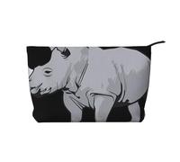 Animal Rhino - Bolsa de maquillaje de pana versátil con cremallera para uso diario y organizador de capacidad de viaje, Black, Talla única