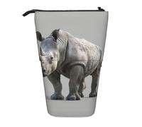 Animal Rhino - Estuche retráctil vertical para lápices, maquillaje, bolsa de almacenamiento para bolígrafos, lápices y objetos pequeños, Black, Talla única, Neceser de maquillaje