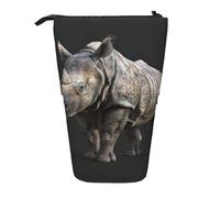 Animal Rhino - Estuche retráctil vertical para lápices, maquillaje, bolsa de almacenamiento para bolígrafos, lápices y objetos pequeños, Black, Talla única, Neceser de maquillaje